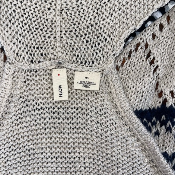 Moth Black and Cream Cardigan with Geometric patchwork Patterns - Picture 7 of 7